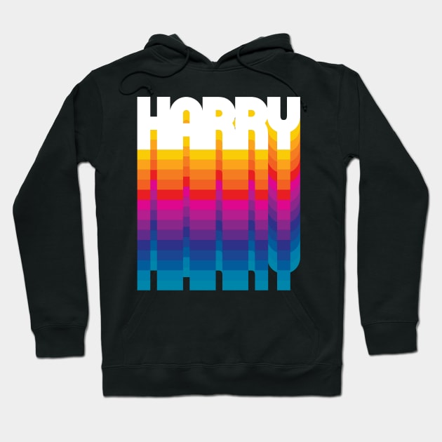 Retro Harry Proud Name Personalized Gift Rainbow Style Hoodie by Time Travel Style